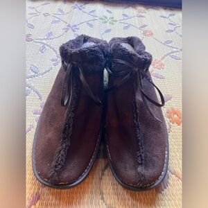 Brown Suede Minimalist Mules/ 90’s Boho Neutral Slip-on Shoes